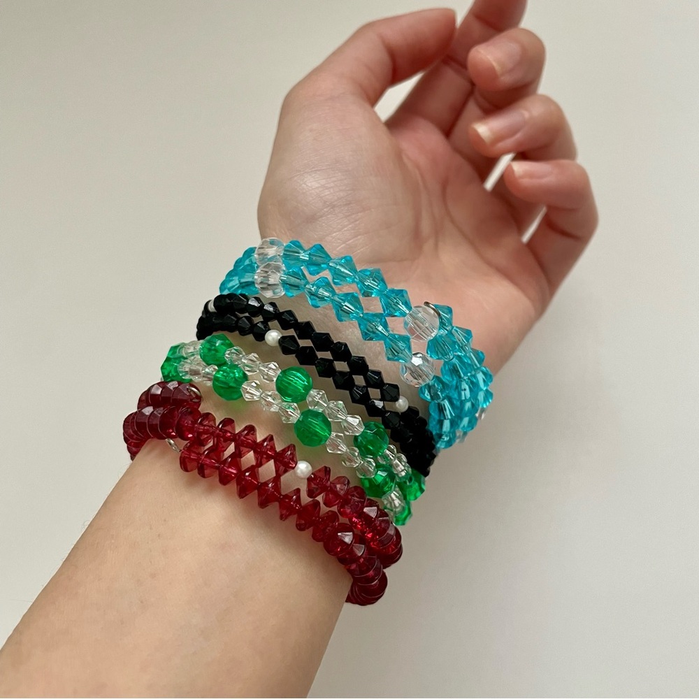 Y2K Beaded Wire Wrap Bracelet Lot